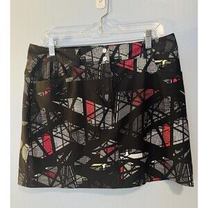 Slazenger Golf Skort Women’s Size 8 Black Red Geometric Pattern